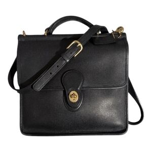 Coach Y2K Vintage Willis Black With Top Handle Brass Hardware Crossbody Bag 9927